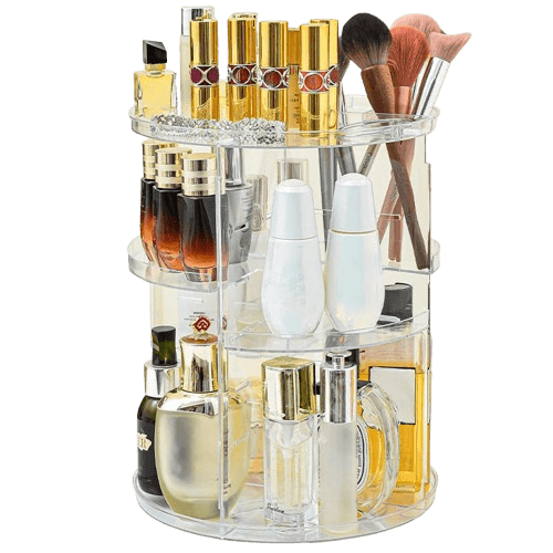 360° Rotating Makeup Organizer – Large Capacity & Stylish Design!