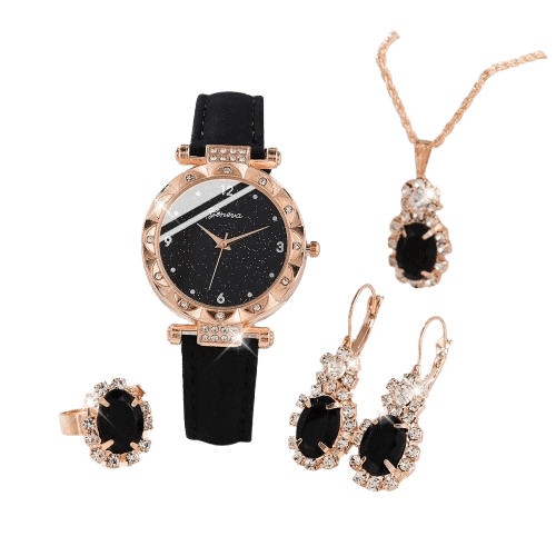 5-Piece Women's Watch Set: Luxury Quartz Watches with Rhinestones and Bracelets, Elegant Gift for Girls