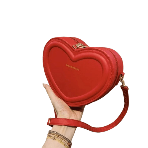 Fashion Heart-Shaped Candy Color Crossbody Sling Bag – PU Leather Zipper Bag for Girls