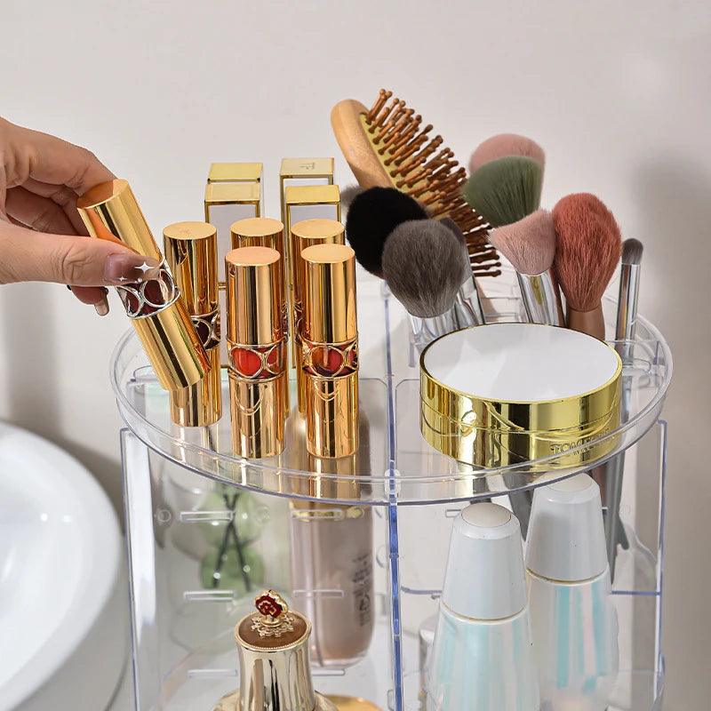 360° Rotating Makeup Organizer – Large Capacity & Stylish Design!