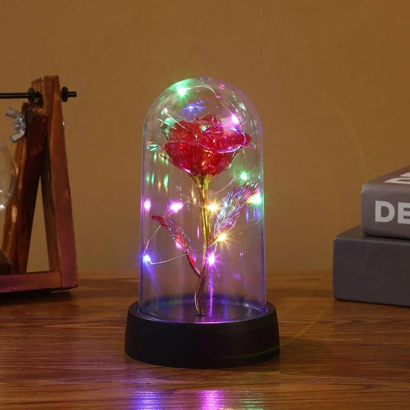 Valentine's Day Gift – Eternal Rose LED Light Foil Flower in Glass Cover, Bridesmaid Gift