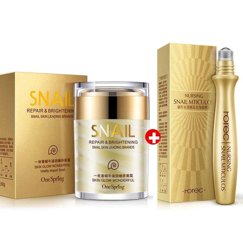 Complete Skincare Set: Snail Cream, Collagen Cream, and Eye Serum to Fade Dark Circles and Remove Eye Bags