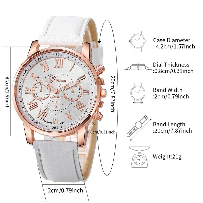 5PCS Women's Fashion Watch Set: Roma Dial Leather Band Quartz Watches with Pearls Jewelry (Without Box)