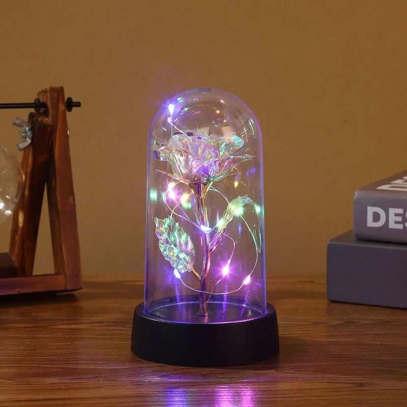 Valentine's Day Gift – Eternal Rose LED Light Foil Flower in Glass Cover, Bridesmaid Gift