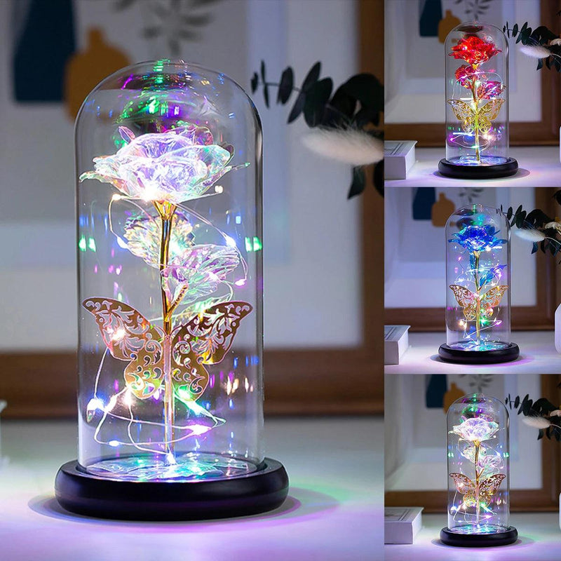 Galaxy Rose Lamp – LED Lights & Butterfly Magic for Valentine's Day!