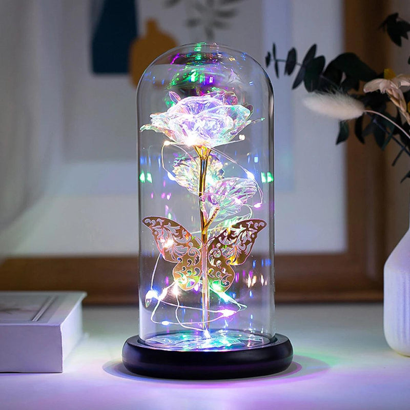 Galaxy Rose Lamp – LED Lights & Butterfly Magic for Valentine's Day!