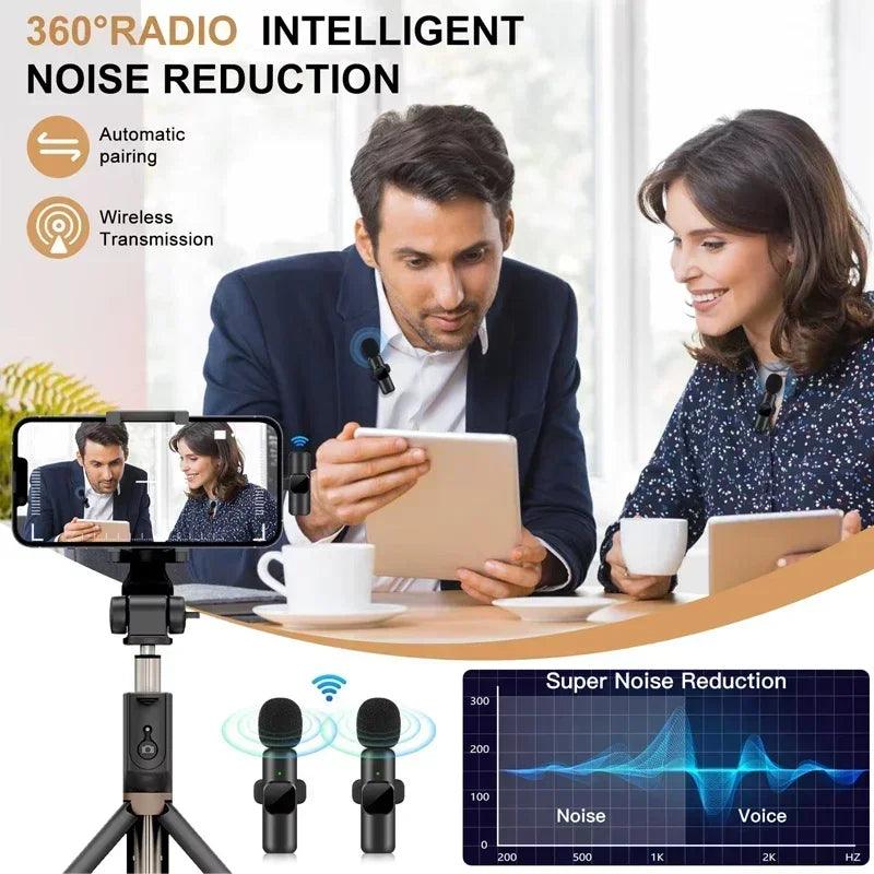 Wireless Lavalier Microphone: Noise Reduction Mic for Live Streaming, YouTube, TikTok, and Facebook (iPhone/Android)