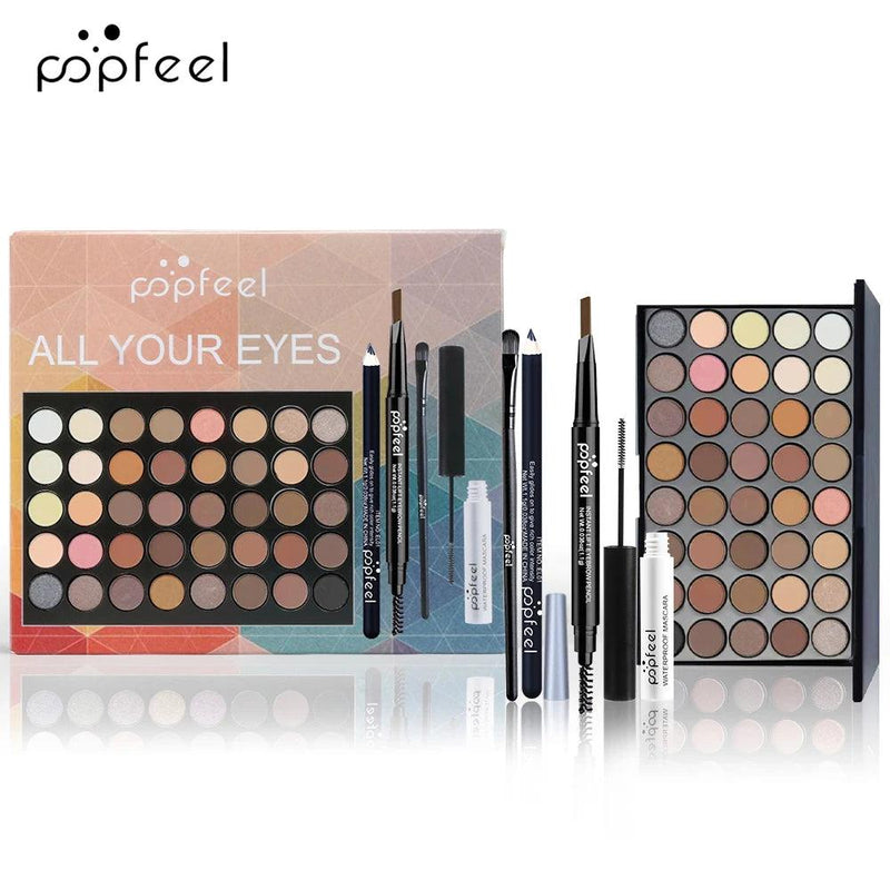 Eye Makeup Set by POPFEEL: Complete Kit with Palette, Eyeliner, Mascara, and Tools for Women