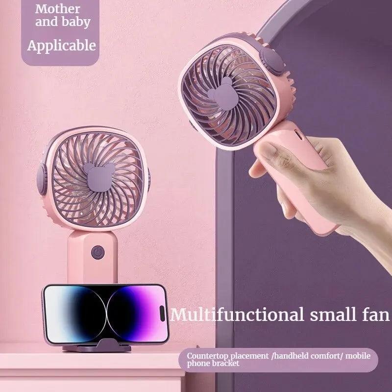 Mini USB Handheld Fan: Multi-Functional Desktop Electric Fan with Stand, Portable for Students & Outdoors