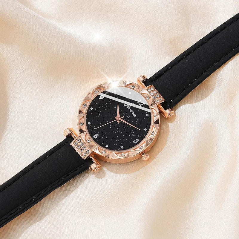 5-Piece Women's Watch Set: Luxury Quartz Watches with Rhinestones and Bracelets, Elegant Gift for Girls