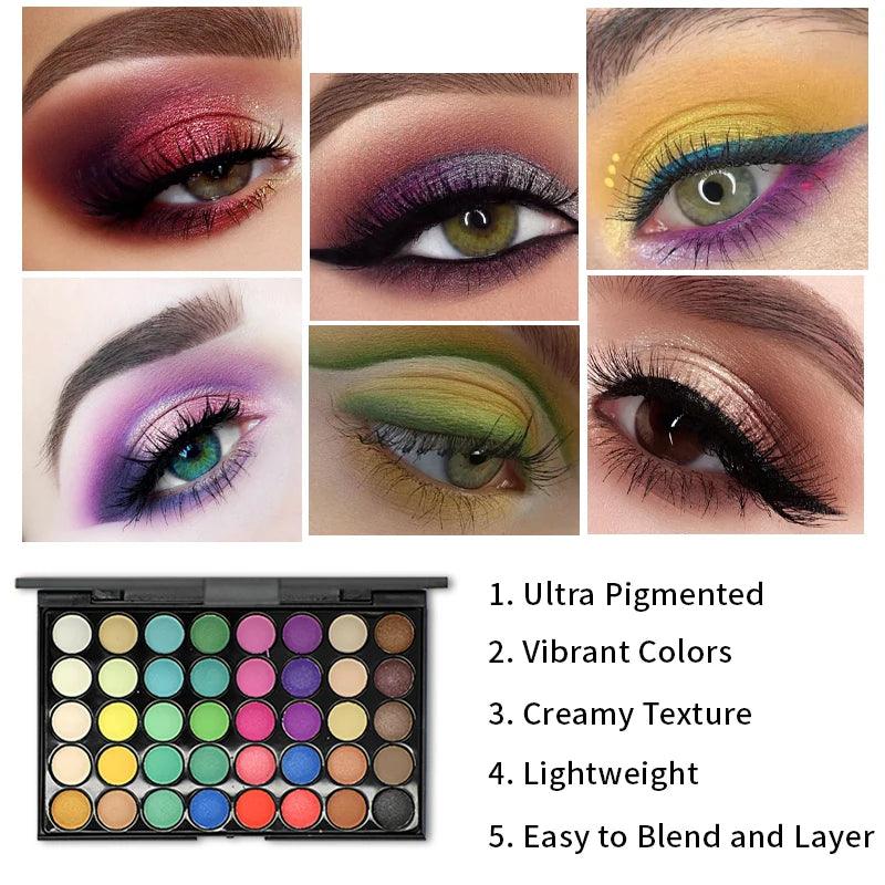 40-Color Glitter & Matte Eyeshadow Palette: Waterproof, Long-Lasting, and Fashionable Eye Makeup