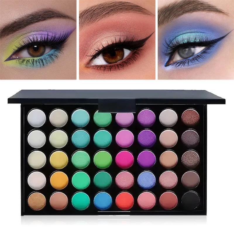 40-Color Glitter & Matte Eyeshadow Palette: Waterproof, Long-Lasting, and Fashionable Eye Makeup