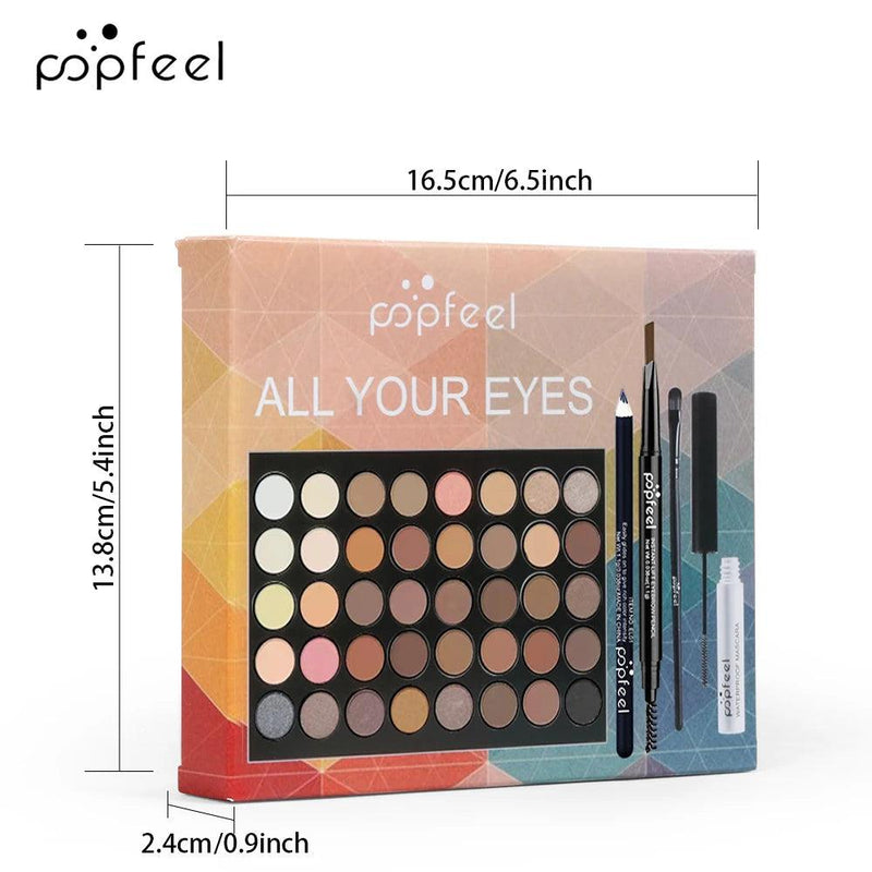 Eye Makeup Set by POPFEEL: Complete Kit with Palette, Eyeliner, Mascara, and Tools for Women