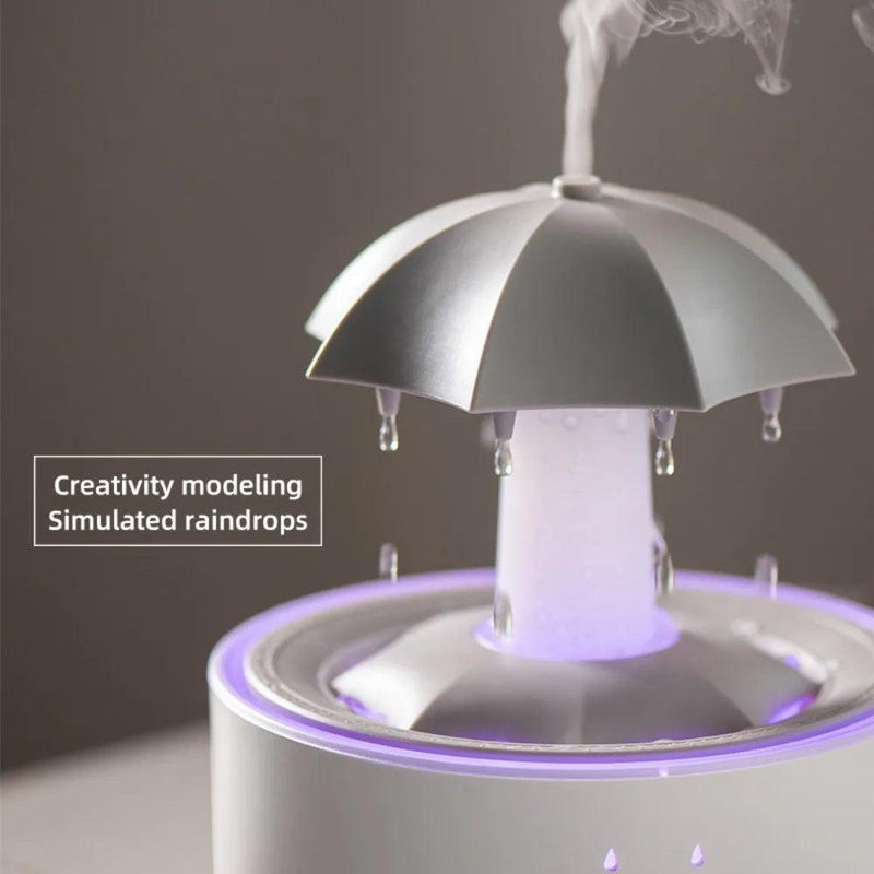 Rotating Umbrella Humidifier with Water Drops & Colorful Night Lights – Silent Aroma Diffuser