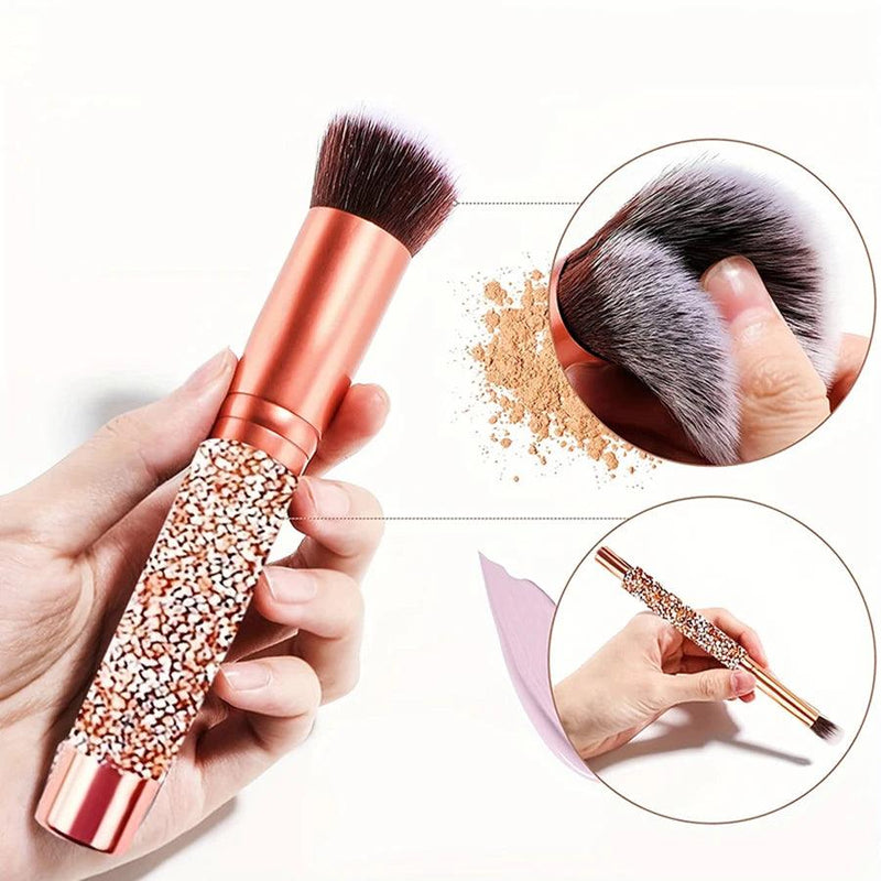 13pcs Set High-End Gold-Wrapped Diamond Handmade Makeup Brushes & Powder Puff - Customizable, Perfect for Beginners - Valentine's Day Gifts (February 14th)