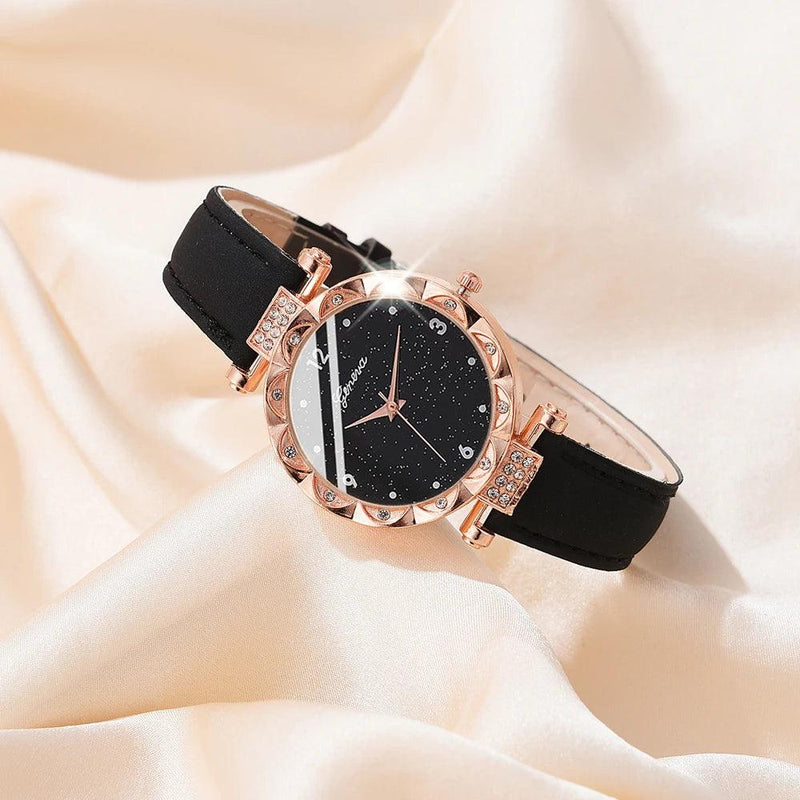 5-Piece Women's Watch Set: Luxury Quartz Watches with Rhinestones and Bracelets, Elegant Gift for Girls