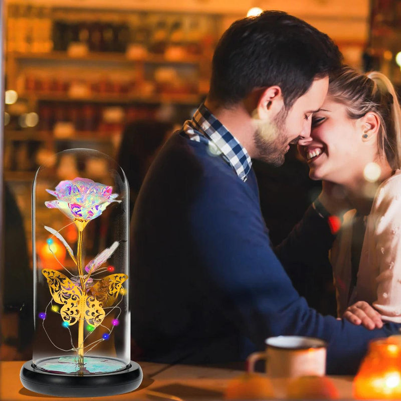 Galaxy Rose Lamp – LED Lights & Butterfly Magic for Valentine's Day!