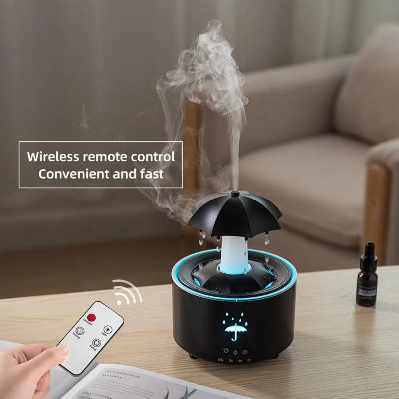 Rotating Umbrella Humidifier with Water Drops & Colorful Night Lights – Silent Aroma Diffuser