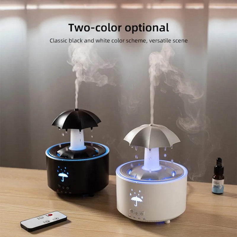 Rotating Umbrella Humidifier with Water Drops & Colorful Night Lights – Silent Aroma Diffuser