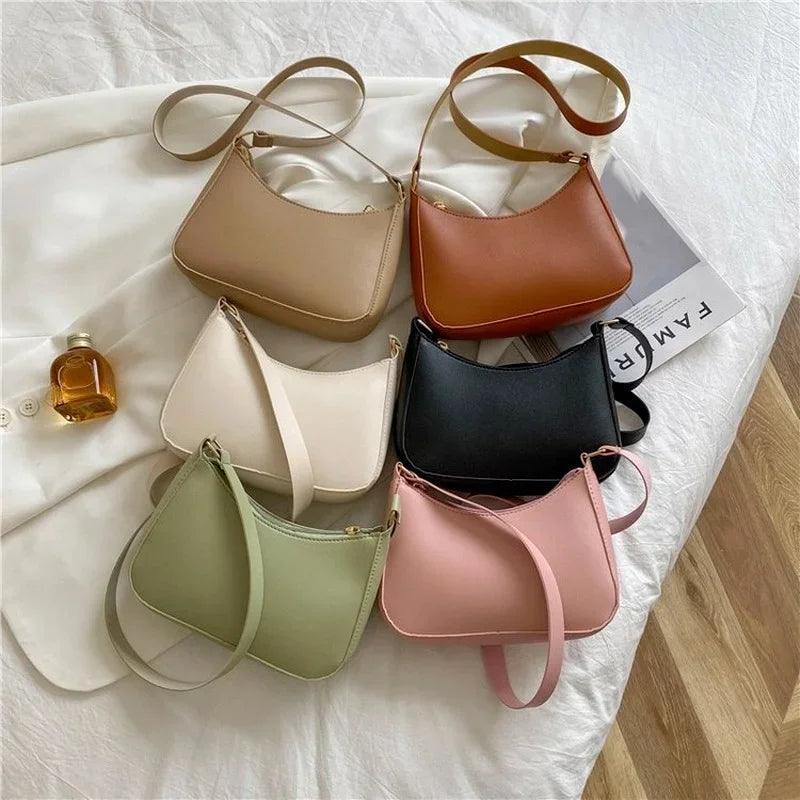 Women's Simple Fashion Handbags – Retro PU Leather Shoulder & Crossbody Bags