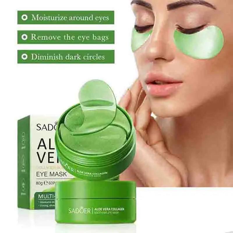 60pcs SAODER Aloe Vera Collagen Eye Mask: Moisturizing, Firming, Anti-Dark Circles & Eye Bags