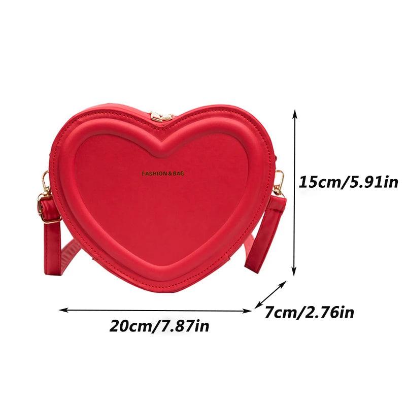 Fashion Heart-Shaped Candy Color Crossbody Sling Bag – PU Leather Zipper Bag for Girls