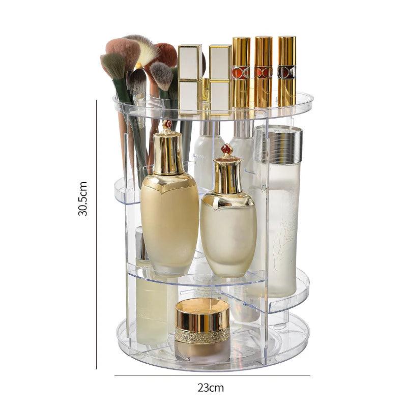 360° Rotating Makeup Organizer – Large Capacity & Stylish Design!