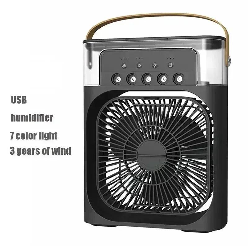 3-in-1 Mini Air Cooler: Portable Fan, Humidifier, and LED Night Light for Home and Office