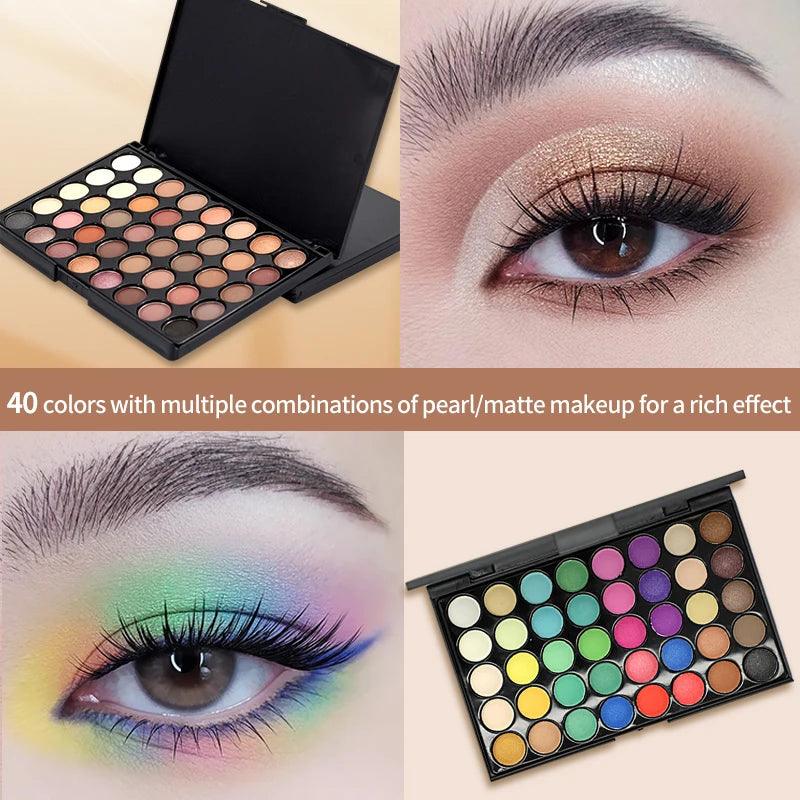 40-Color Glitter & Matte Eyeshadow Palette: Waterproof, Long-Lasting, and Fashionable Eye Makeup